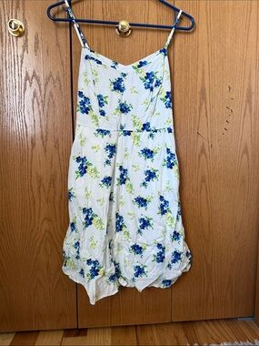 Kohl's White Mini Dress with Blue and Green Floral Print